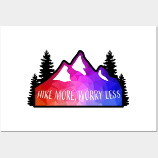 Geometric Colorful Mountain Hike More, Worry Less Posters and Art